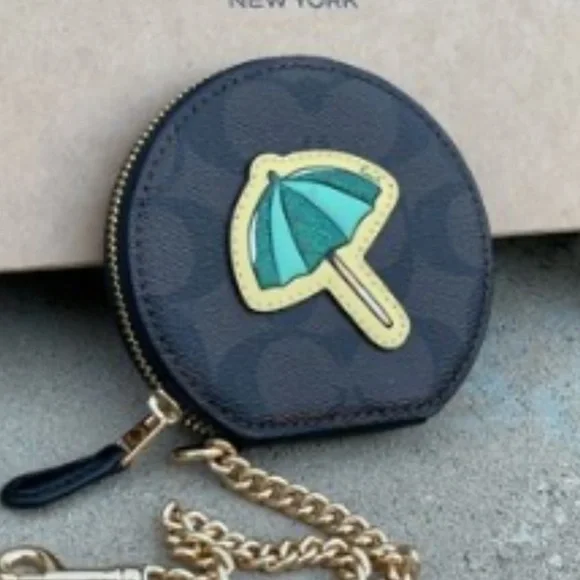 Coach Brown and Green Coin Case - Picture 3 of 4